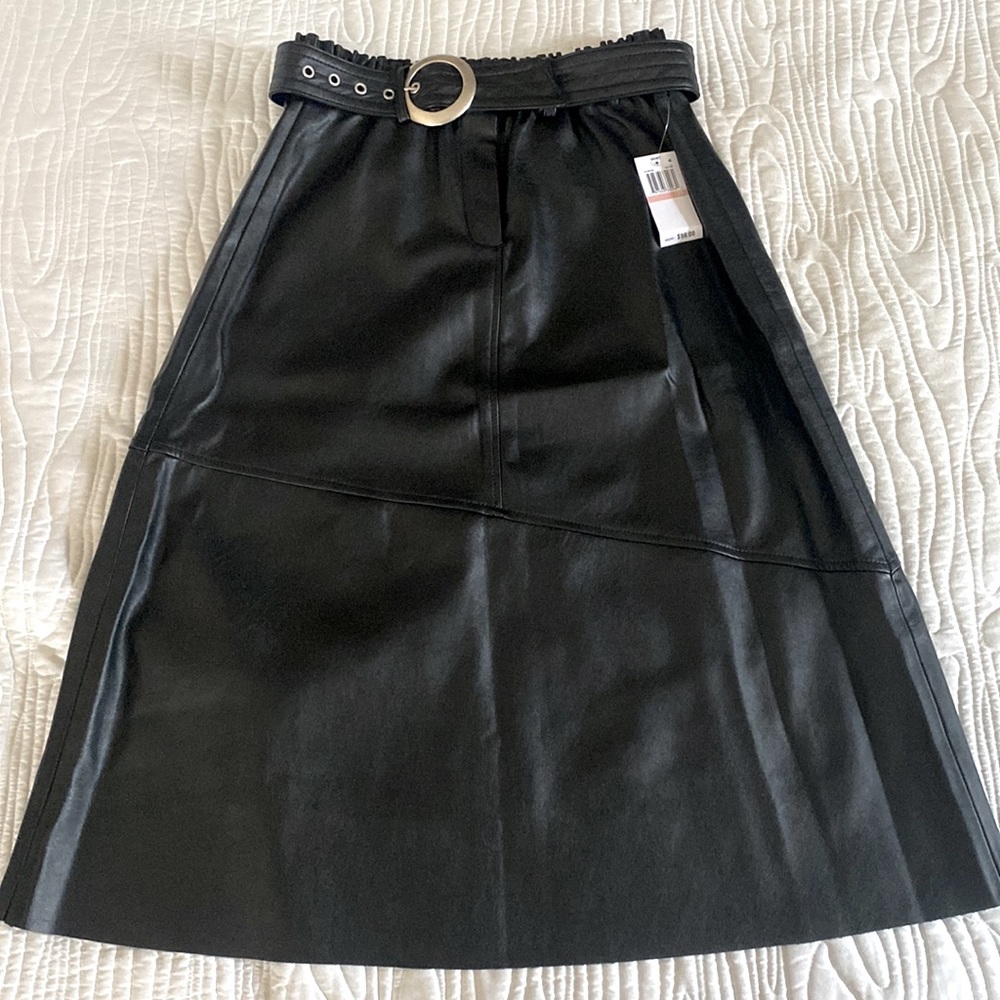 Long Pleather Skirt with belt Size 28 Blank NYC
